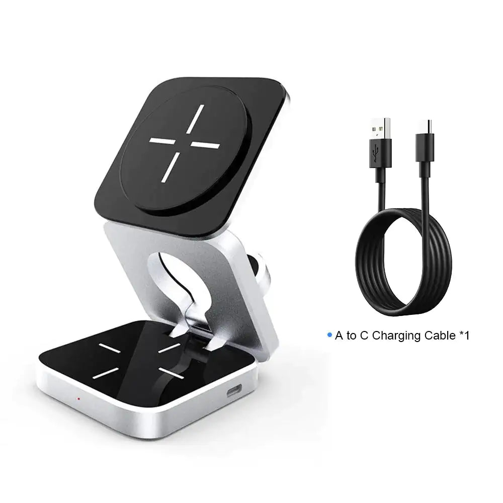 3-in-1 Magnetic Wireless Charger Stand for iPhone 15/14/13 Pro Max Plus, AirPods 3/2 – Fast Charging Dock Station with Fun Duck Design, MagSafe Compatible