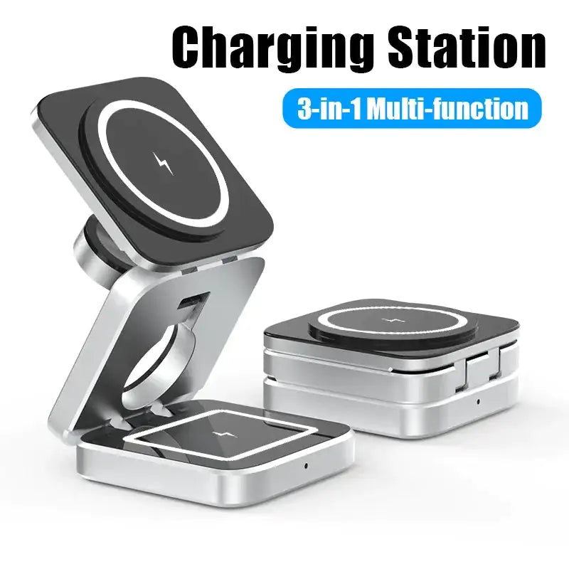 3-in-1 Magnetic Wireless Charger Stand for iPhone 15/14/13 Pro Max Plus, AirPods 3/2 – Fast Charging Dock Station with Fun Duck Design, MagSafe Compatible