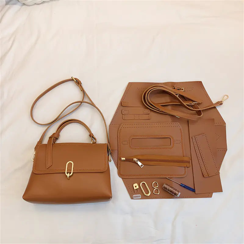 Hand Woven Casual Shoulder Bag with Lock Closure