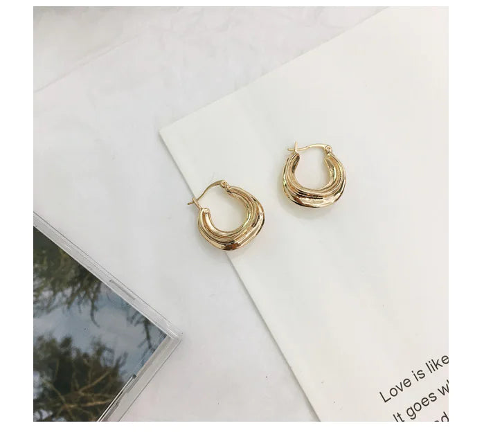 Irregular Metal Stud Earrings with Unique Design