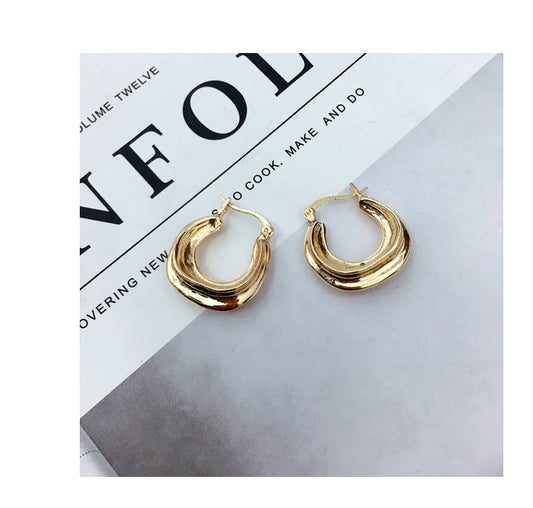 Irregular Metal Stud Earrings with Unique Design