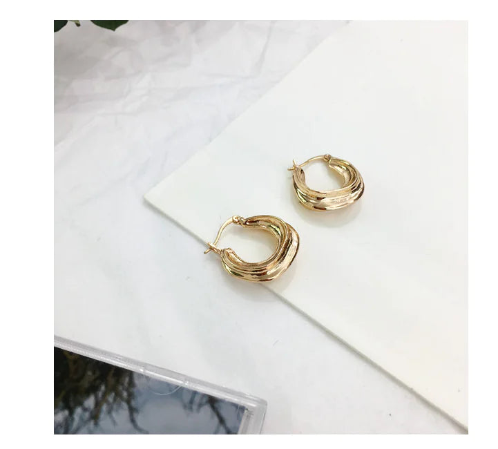 Irregular Metal Stud Earrings with Unique Design