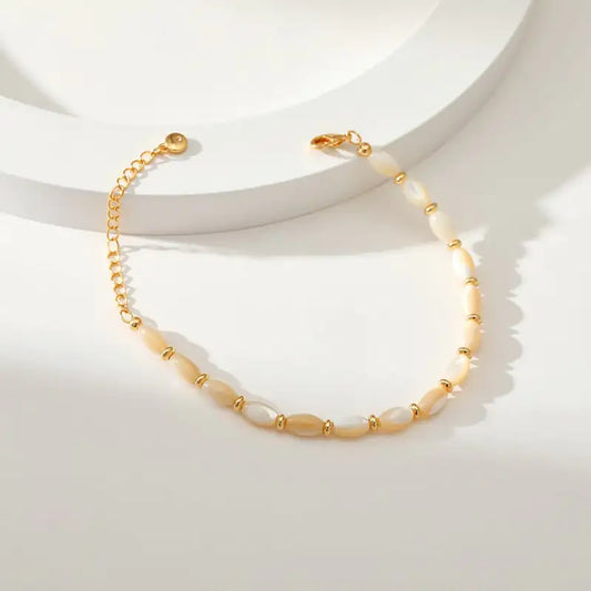 Elegant 18K Gold Plated Shell Pearl Bracelet