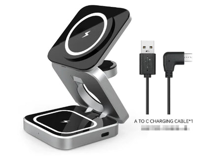 3-in-1 Magnetic Wireless Charger Stand for iPhone 15/14/13 Pro Max Plus, AirPods 3/2 – Fast Charging Dock Station with Fun Duck Design, MagSafe Compatible