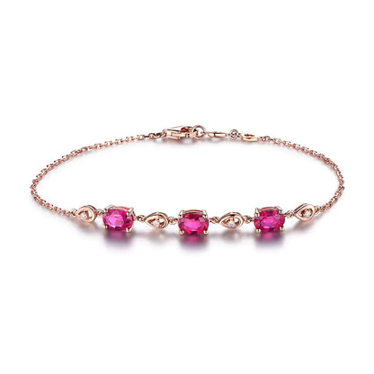 Imitation Red Tourmaline Color Gem Bracelet