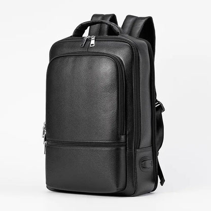 Multifunctional USB Leather Backpack for Business Men
