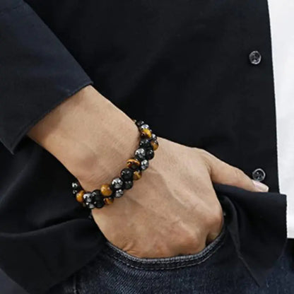 Men Hand Beaded Double Bracelet