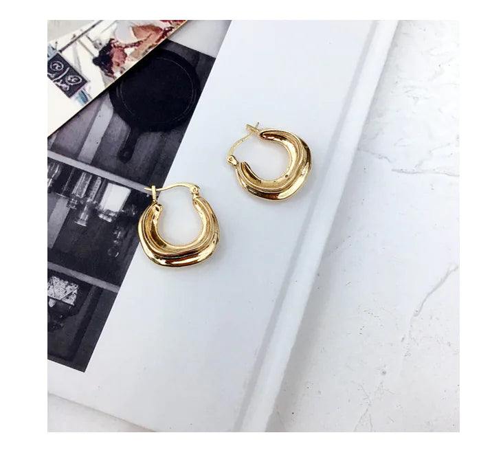 Irregular Metal Stud Earrings with Unique Design