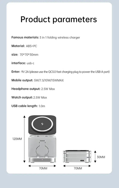 3-in-1 Magnetic Wireless Charger Stand for iPhone 15/14/13 Pro Max Plus, AirPods 3/2 – Fast Charging Dock Station with Fun Duck Design, MagSafe Compatible